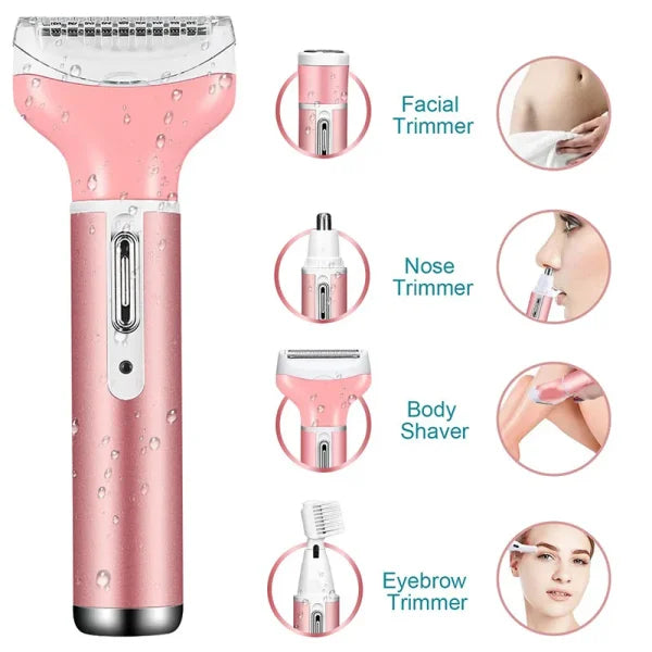 4-in-1 Electric Hair Remover | Painless Facial Shaver for Men & Women