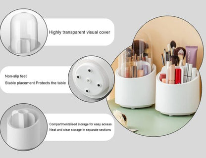 Rotating Makeup Brush Holder: Dust-proof Makeup Holder