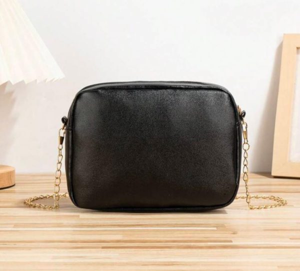 Square PU Leather Shoulder Bag (Black)