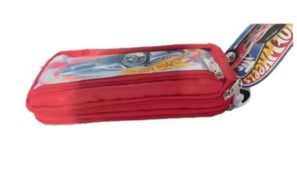 Hot Wheels Stationary Pouch – 3 Compartments Pencil Case For Kids For School.